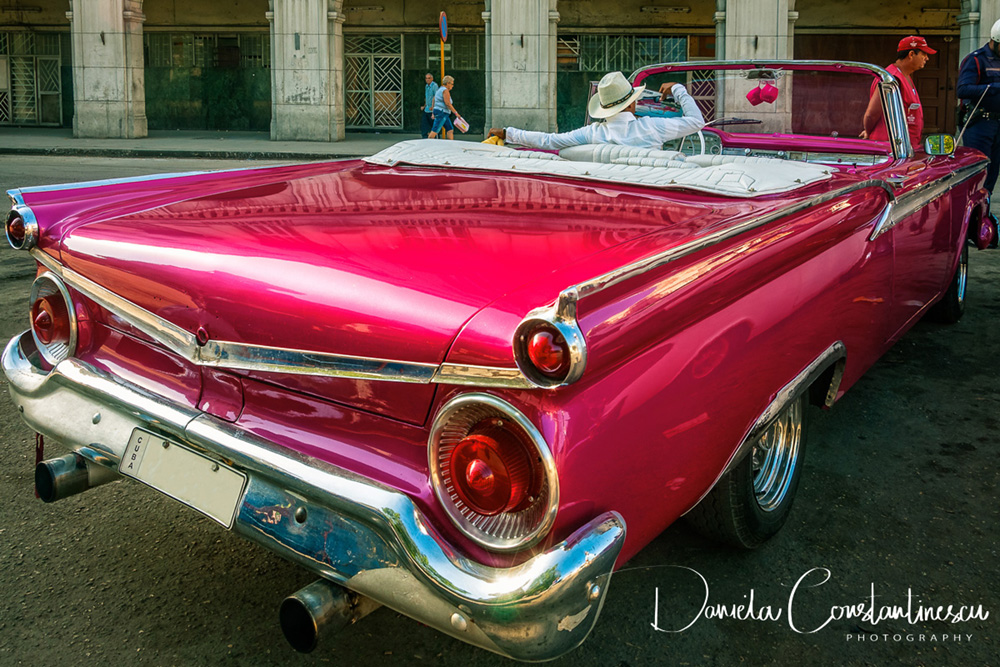 Taking the pink beauty for a spin in Old Havana