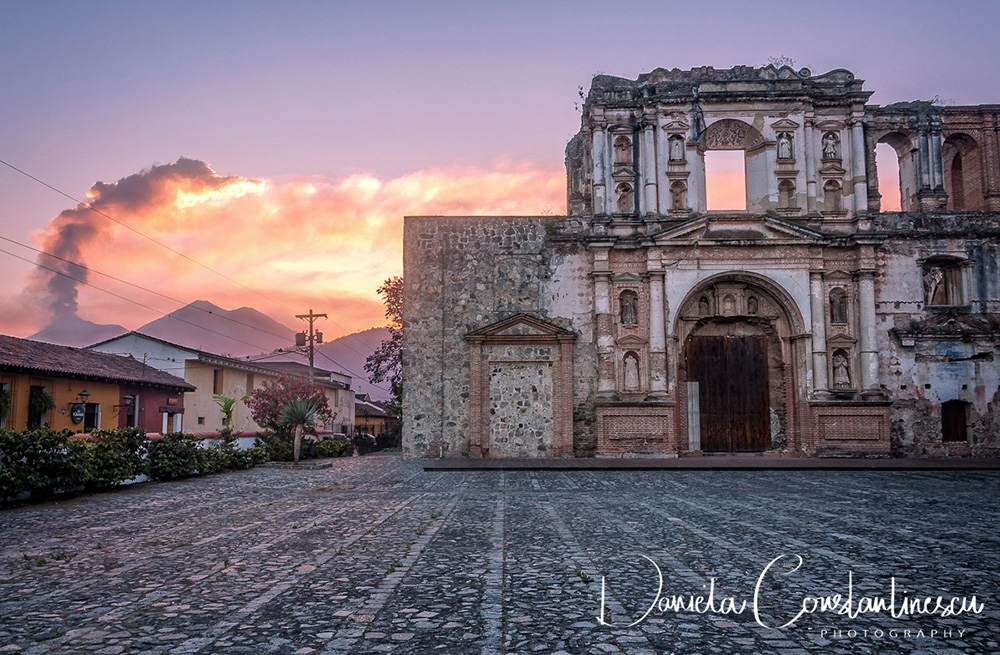 El Fuego Sunset and a beautiful Ruin in Antigua